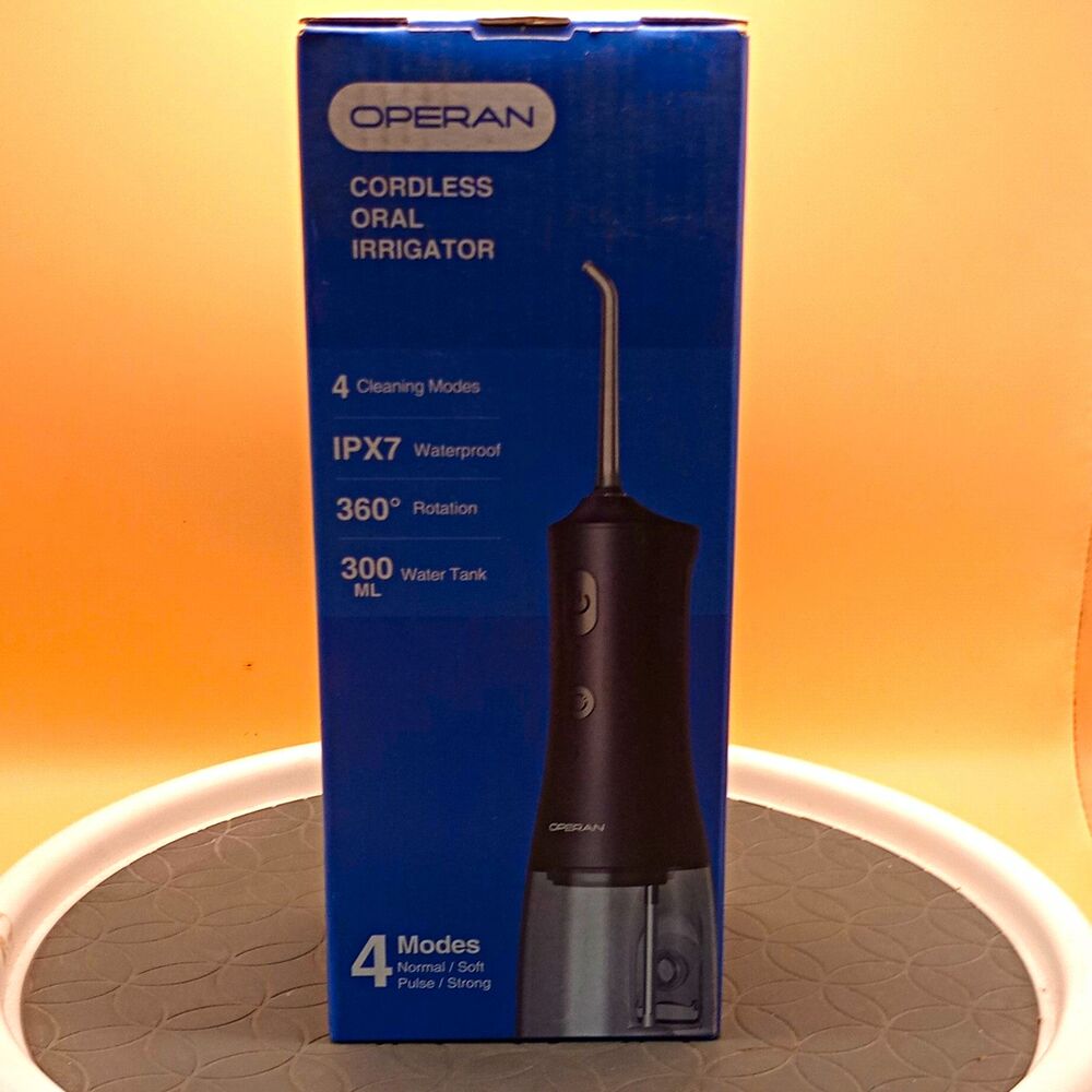 OPERAN Cordless Water Flosser OR869 Black, Rechargeable Waterproof 4 Settings